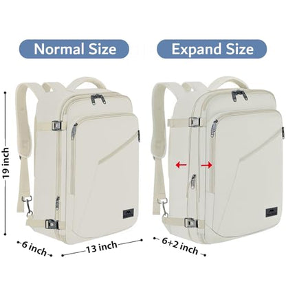 MATEIN Large Travel Backpack Women, Lightweight Carry on Backpack & Hidden Shoulder Straps, Waterproof Anti-Theft Daypack for Flight, Expandable Hiking Weekend Daypack, Travelling Gifts, Beige - color: Light Beige, size: X-Large