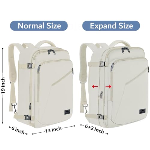 MATEIN Large Travel Backpack Women, Lightweight Carry on Backpack & Hidden Shoulder Straps, Waterproof Anti-Theft Daypack for Flight, Expandable Hiking Weekend Daypack, Travelling Gifts, Beige - color: Light Beige, size: X-Large