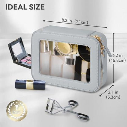 Prite Clear Makeup Bag Cosmetic Organizer Case Waterproof Travel Toiletry Bag Skincare Pouch with Golden Zipper(Grey) - color: Grey, size: Standard - Single Layer