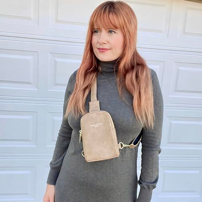 Haytijoe Small Anti Theft Crossbody Bag for Women Faux Leather Lightweight Sling Bags RFID Blocking Fanny Pack for Travel - color: Khaki