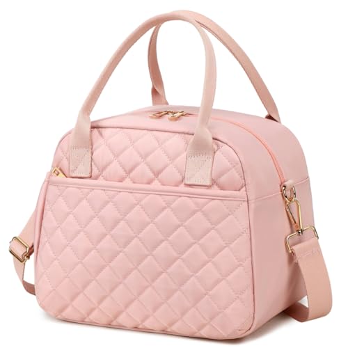 CAMTOP Lunch Box for Women Insulated Lunch Bag Large Lunchbox Cooler Thermal Leakproof Quilted Reusable Lunch Tote Bag for Work School Travel Picnic - color: B-Pink, size: Large