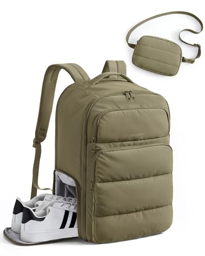 BAGSMART 35L Travel Backpack Women, 17.3 Inch Carry On Backpack Flight Approved, Personal Item Backpack Travel Bag, Water Resistant Casual Daypack, Kelp Green - color: Kelp Green