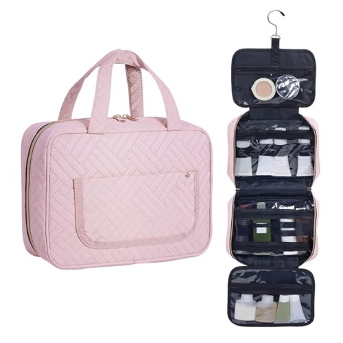 Hanging Toiletry Bag for Women Cosmetic Toiletries Travel Bag, Pink One - color: Pink One
