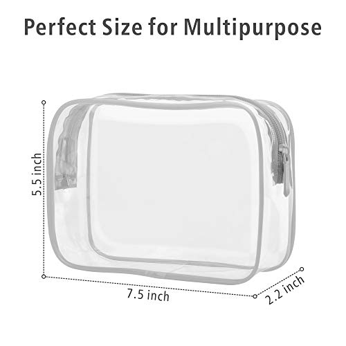 PACKISM Clear Makeup Bag, Waterproof TSA Approved Toiletry Bag Quart Size Bag, Clear Makeup Bags with Zipper Travel Cosmetic Bag, Carry on Airport Airline Compliant Bag, 3 Pack, Grey - color: Grey, size: Medium Set (Standard)