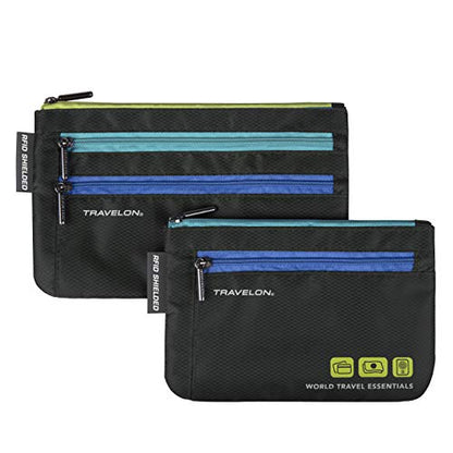Travelon World Travel Essentials Set of 2 Currency and Passport Organizers - color: Black