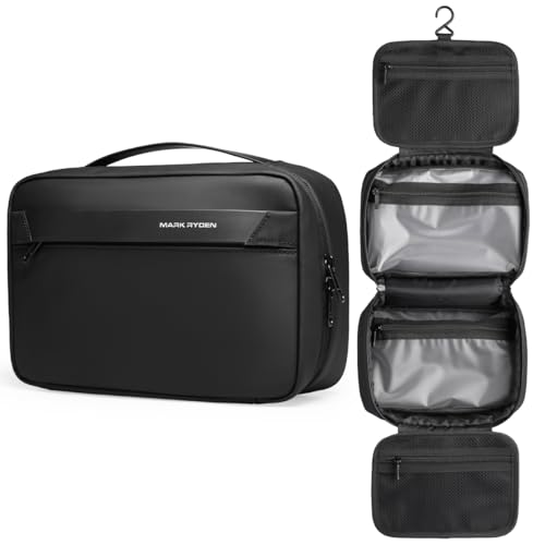 MARK RYDEN Toiletry Bag for Men, Travel Toiletry Organizer Dopp Kit Water-resistant Shaving Bag for Toiletries Accessories (Black) - color: Black