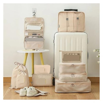 Travel Storage Bags Set - Packing Cubes Organizer for Clothes, Toiletries, and Shoes(11pcs Set Gray)