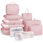 11-Piece Expandable Compression Packing Cubes, Travel Luggage Organizers Set for Suitcase, Lightweight Fabric Packing Bags for Travel Essentials Pink - color: Pink