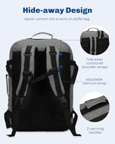 Hynes Eagle Carry on Backpack 38L Large Travel Backpack for Women Flight Approved Weekender Bag Laptop Backpack Men 15 inches Black Grey 2023 - color: Black Grey 2023