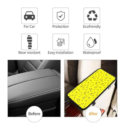 Car Center Console Cover Abstract Music Notes, Anti-Slip Arm Rest Protector, Waterproof Interior Accessories - color: Picture (879)