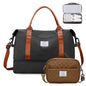 Weekender Bags for Women,Extra Large Travel Duffle Overnight Bag with Shoe Compartment,Personal Item Carry On Bag with Grid Toiletry Bag,Black & Brown - color: BlackBrown-2230, size: Extra Large