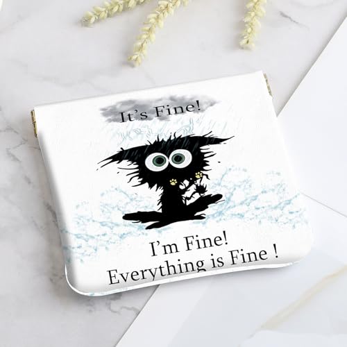 2Pcs PU Leather Small Squeeze Coin Purse Pouch Mini coin Bag Unique And Cute Wallet Cosmetic Bags Change Bag For Women Girls Men Cat struck by lightning - color: Cat struck by lightning