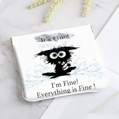 2Pcs PU Leather Small Squeeze Coin Purse Pouch Mini coin Bag Unique And Cute Wallet Cosmetic Bags Change Bag For Women Girls Men Cat struck by lightning - color: Cat struck by lightning