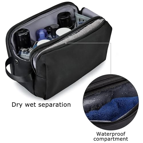 2Pack Men's Toiletry Bags Pu,Travel Toiletry Organizer, Waterproof Shaving Kit Pouch For Storing Daily Essentials like Oiletries and Cosmetics(Black) - color: Black