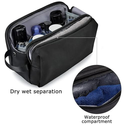 2Pack Men's Toiletry Bags Pu,Travel Toiletry Organizer, Waterproof Shaving Kit Pouch For Storing Daily Essentials like Oiletries and Cosmetics(Black) - color: Black
