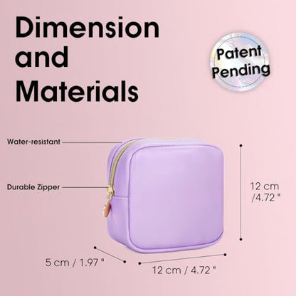 Wandering Nature Small Makeup Bag for Purse Mini Make up Pouch Cute Cosmetic Pouch for Women with Slip-in Pockets Eco Vegan Leather, Purple - color: A2: Purple