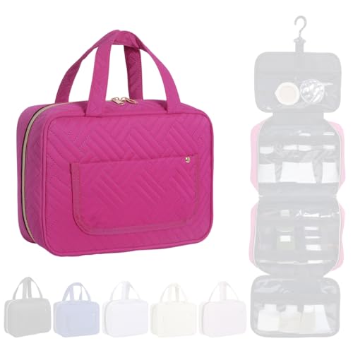 Hanging Toiletry Bag for Women Cosmetic Toiletries Travel Bag, Rose Red - color: Rose Red