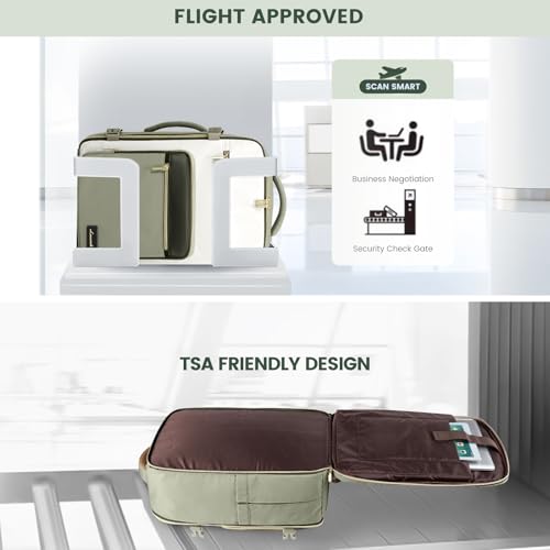 LOVEVOOK Travel Backpack For Women,40L Carry On Backpack Flight Approved,TSA Personal Item Travel Bag Fits 17 Inch Laptop,Business Weekender Overnight Daypack with Back Pad and Chest Buckle,Cubes - color: Green and White, size: 17.3 Inch-40L-4Pcs