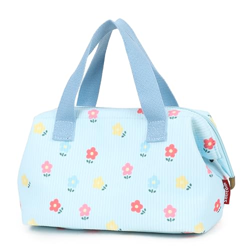 Makeup Bag Cosmetic Bag For Women Girl Travel Makeup Bag Toilet Bag Zipper Organizer Bag Waterproof - color: Corduroy blue flower