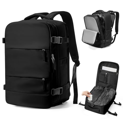 Vacuum Backpack Travel with Pump,Large Travel Backpack with Vacuum System,Mochila compresion al vacio,Flight Approved 18x14x8,Waterproof Carry on Personal Item Laptop Backpacks,Black - color: A1-black-with Pump