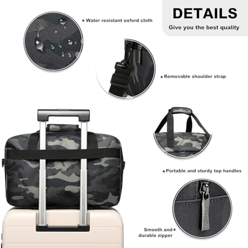 Kono Travel Duffel 20L Under Seat Carry-On Sports Tote Gym Weekender Overnight Bag - 15.75"x9.84"x7.87" Camo - color: Camo, size: M(15.75in x 9.84in x 7.87in)-20L