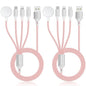 2Pack Multi Charging Cable for Apple Watch Charger 4 in 1 Travel Essentials RV Camping Essentials USB C/L/Micro Compatible with iWatch Series 11-1/iPhone 17/16/15/Android Airplane Gadgets-4FT/Pink - color: Pink, size: 4FT+4FT