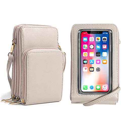 Crossbody Cellphone Purse Women Touch Screen Bag RFID Blocking Wallet Handbag Shoulder Strap - color: Beige-small, size: Small