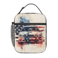 Insulated Lunch Box for Kids Boys Girls, Reusable Lunch Bag for School, Office, Work, Picnic, Travel, American Flag and Police Car Lunch Box - color: lunch box 91