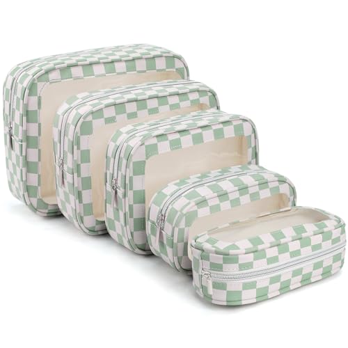 5PCS Diaper Bag Organizer Pouch Set,TSA Approved Toiletry Bag, Waterproof TPU Makeup Bag Set, Travel Organizer Bags for Women and Kids，Mothers Day Gifts - color: Green, size: 5pcs