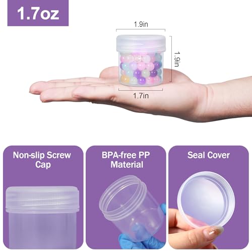 TSA Approved Wide Mouth Travel Size Containers, PP Clear Leak Proof Travel Plastic Jars with Lids for Creams Lotion Cosmetic, Jewelry Beads, Sample, Small Items Storage (1.7 oz, 4 Pcs) - color: Clear, size: 1.7 oz