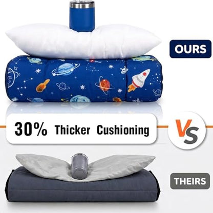 Primlect Thickened Toddler Nap Mat with Removable Pillow and Minky Blanket, Extra Large 55''x35'' Sleeping Bag, Washable, Roll up, Perfect for Daycare, Preschool, Kindergarten, Boys and Girls (Space) - color: Space Ship
