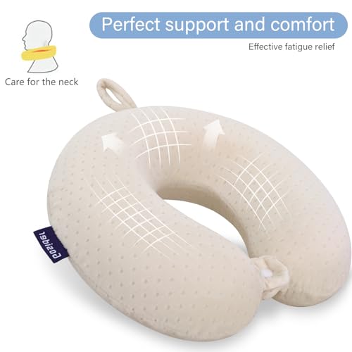 Memory Foam Neck Pillow Comfortable Travel Neck Pillow Neck and Head Support Lightweight Portable Airplane Travel Pillow for Sleeping, Traveling,Car, Train, Bus and Home Use Beige - color: Beige