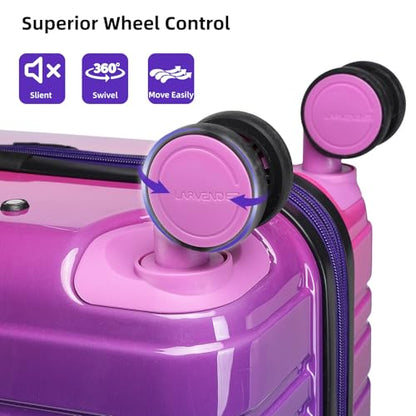LARVENDER Carry on Luggage 22x14x9 Airline Approved Hardshell Suitcase with Wheels TSA Lock, PC+ABS Lightweight Suitcase Set for Women with Travel Backpack, Midnight Berry, 3 Piece Set - color: Midnight Berry-20BP, size: 3 Piece Set (Backpack/TB/20)