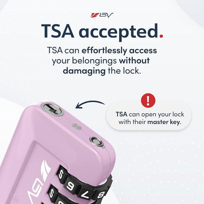 TSA Accepted Luggage Travel Lock, Set-Your-Own Combination Lock for School Gym Locker, Luggage Suitcase Baggage Locks, Filing Cabinets, Toolbox, Case (Purple, 4 Pack) - color: Purple, size: 4 Pack
