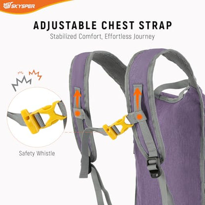 SKYSPER 15L/20L Foldable Hiking Backpack Lightweight Packable Travel Daypack with Chest Strap Small Folding Pack for Walking - color: Purple, size: 15l