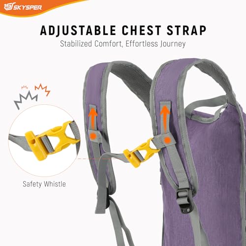 SKYSPER 15L/20L Foldable Hiking Backpack Lightweight Packable Travel Daypack with Chest Strap Small Folding Pack for Walking - color: Purple, size: 20l