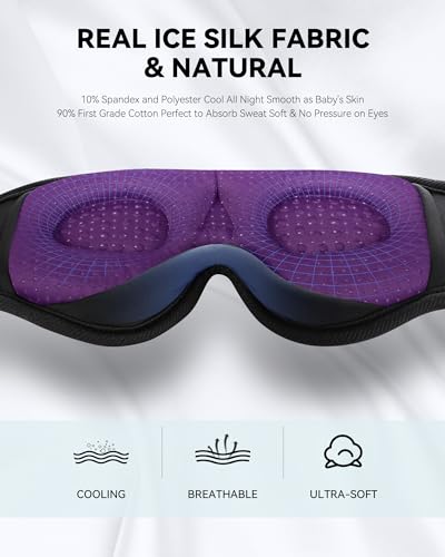 MUSICOZY 3D Sleep Headphones Mask Sleeping Headphones for Side Sleepers Eye Mask, Wireless Bluetooth Headband Headphones Cool Gadgets Unique Gifts(Purple) - color: Light Purple