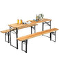 NAFORT 6FT Picnic Table Set, 3-Piece Folding Beer Table & Bench, Portable Wooden Picnic Tables for Outdoors Dining Table Set w/Metal Frame for Patio Garden