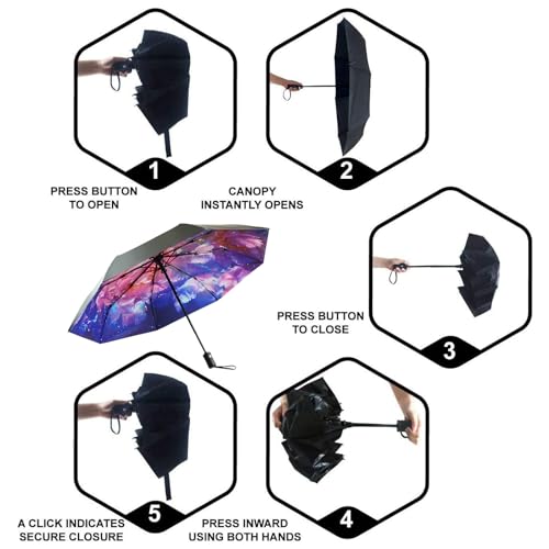 SY COMPACT Travel Umbrella - Windproof Automatic Compact Umbrella for Rain, Lightest 8-Rib, Small, Strong & Portable, Durable Grip, Fits Backpack & Car, Factory Direct (UV Available) - color: Peony