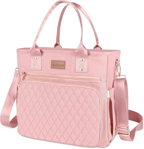 EASYA Large Women Lunch Bags for Work Insulated/Insulated Adult Lunch Box for Womens/Nylon Thermal Lunch Bag for Women/Cooler Lunch Tote Bag (Newly upgraded shimmering blush pink) - color: Pink