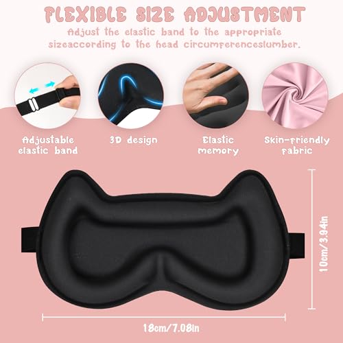 Kids Sleep Mask Eye Mask: 3D Contoured Cup Sleeping Masks, Blindfold with Adjustable Strap, Kids Eye Cover for Boys, Girls, Teens, Pressure-Free with Memory Foam Face Mask for Sleeping (Pink) - color: Pink