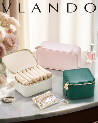 VLANDO Jewelry Travel Case,Travel Jewelry Organizer with Clear Velvet Jewelry Bags Zipper Pouch for Women Girl Gift- 8Pcs White - color: C.8PCS White