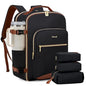 LOVEVOOK 40L Travel Backpack for Women & Men, Airline Approved Carry On Luggage with 3 Packing Cubes, TSA Overnight Bags, Waterproof Personal Item Bag, Weekender Essentials Backpacks fits 17" Laptop - color: Black-brown, size: Large