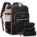 LOVEVOOK 50L Travel Backpack for Women & Men, Airline Approved Carry On Luggage with 3 Packing Cubes, TSA Overnight Bags, Waterproof Personal Item Bag, Weekender Essentials Backpacks fits 17" Laptop - color: Black-brown, size: X-Large