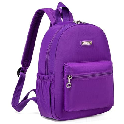 AOTIAN Mini Lightweight 11.8 Inch Backpack Durable Travel Hiking Women and Girls Small Daypack, 7 Liters Dark Violet Purple - color: Dark Violet Purple