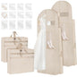 Wedding Dress Garment Bag,72" Tri-Fold Bridal Gown Bag with 12 Pouches and Adjustable Buckle Gown Cover for Wedding/Prom/Travel/Closet Storage (2pcs Beige) - color: 2pcs Beige
