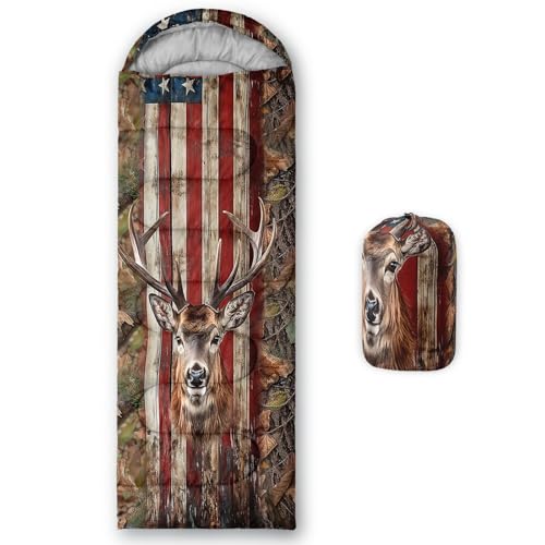 Kids Sleeping Bag for Boys Girls,Western Cowboy Print-Lightweight Warm Portable Outdoor Indoor-Waterproof Cold Weather Resistant Sleeping Bag for Camping Hiking - color: Elk