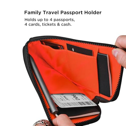 ALPAKA Zip Travel Wallet Black Axoflux 210D - RFID Passport Holder - Self Locking Zipper - Tear Resistant Material - Four Pockets and Two Card Slots - HUB Accessories Compatible - color: Black