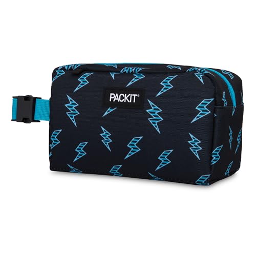 PackIt Freezable Snack Box, Striped Bolts, Built with EcoFreeze Technology, Collapsible, Reusable, Zip Closure with Buckle Handle, Great for All Ages and Fresh Snacks on the go (Pack of 12) - color: Striped Bolts, size: Medium (Pack of 12)