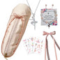 Ballet Slipper Pouch Makeup Bag Dance Recital Gifts for Girls Dancer Ballerina Accessories Gifts Set Necklace Bracelet Sticker - color: Pink-Set1